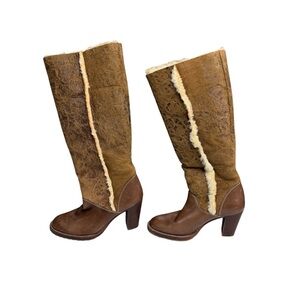 Michael Kors size 6.5M Tan Shearling Heeled Boots